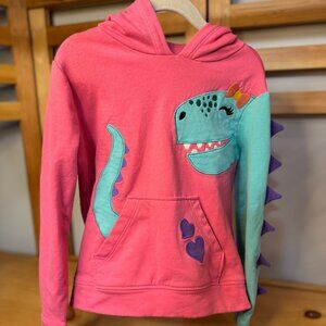 Gymboree Girls Dinosaur Hoodie Pink Teal 5T with Spikes